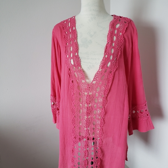 🏖la BLANCA pink cotton cover up size medium 🌴 - Picture 2 of 6